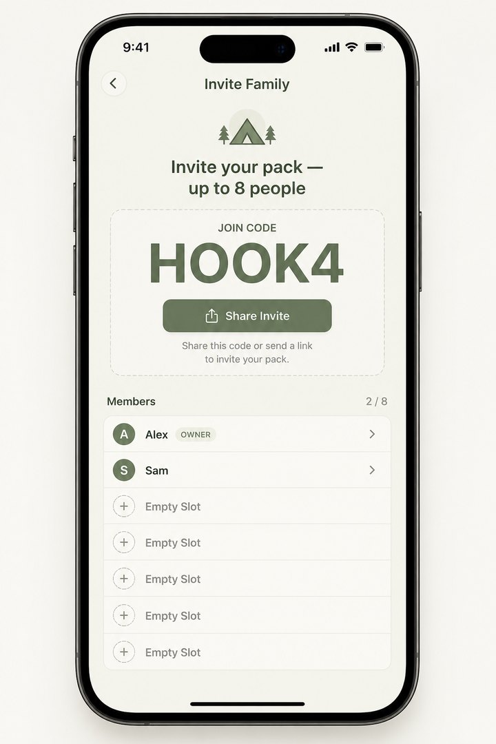 Invite a family member to the PackLog pack